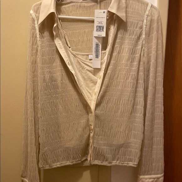 Jonathan Simkhai Robin Mesh Button Down Top - Picture 4 of 4